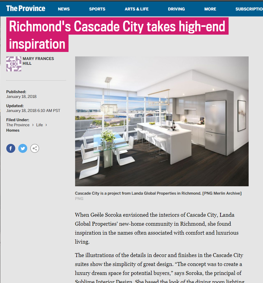 Cascade City Featured on The Province