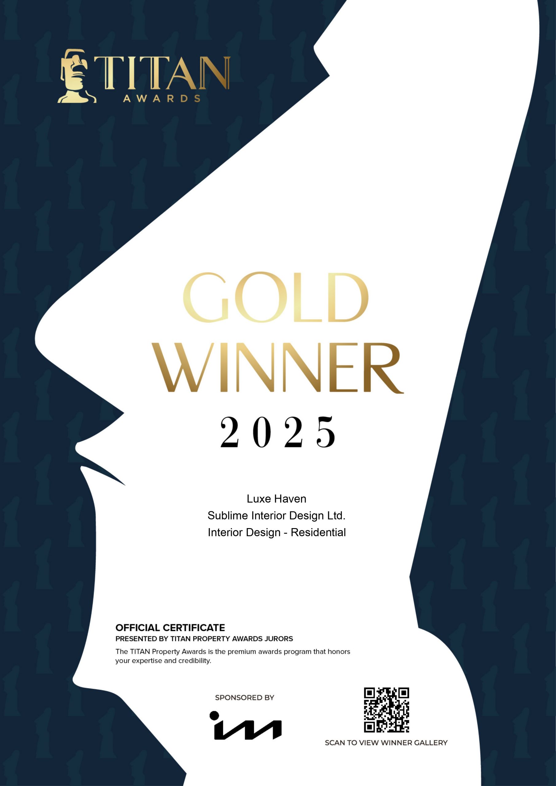 Titan Awards 2025 Sublime Wins Gold at the Titan Property Awards 2025 for Luxe Haven